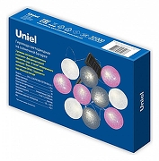 Гирлянда на солнечных батареях Uniel COTTON BALLS-1 UL-00011593 цвет плафона/подвески Белый, Розовый, Серый, цвет арматуры Черный-7