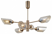 Люстра на штанге Moderli Avery V10806-6P цвет плафона/подвески Оранжевый, цвет арматуры Золото