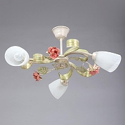 Люстра на штанге Vitaluce V1537 V1537/3PL цвет плафона/подвески Белый, Зеленый, Прозрачный, Розовый, цвет арматуры Бежевый, Золото-1