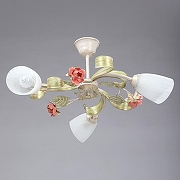 Люстра на штанге Vitaluce V1537 V1537/3PL цвет плафона/подвески Белый, Зеленый, Прозрачный, Розовый, цвет арматуры Бежевый, Золото-2