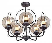 Люстра на штанге Vitaluce V3991 V3991-1/5PL цвет плафона/подвески Коньячный, цвет арматуры Черный