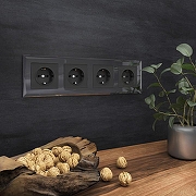 Рамка на 4 поста Werkel Diamant (черный) W0041208 цвет Черный-1