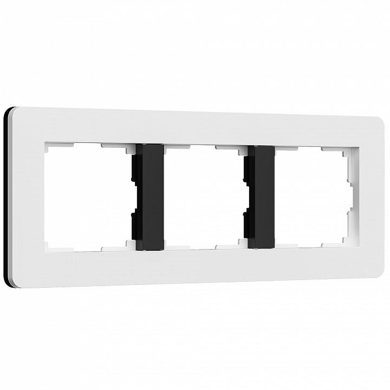 Рамка на 3 поста Werkel Split (белый/черный, soft-touch) W0033068 