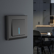 Выключатель одноклавишный с подсветкой без рамки Werkel черный матовый W1110108 цвет Черный-1