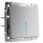 Выключатель одноклавишный с подсветкой без рамки Werkel cеребряный рифленый W1110109 цвет Серебро