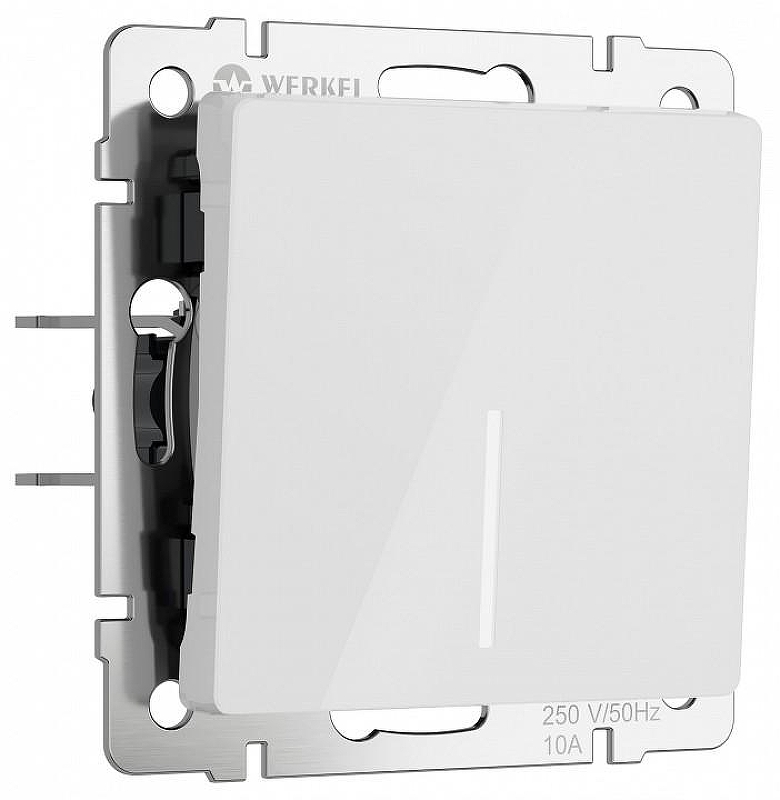 Выключатель одноклавишный с подсветкой без рамки Werkel белый акрил W1110141 