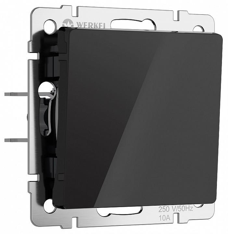 Выключатель проходной одноклавишный без рамки Werkel черный акрил W1112048 
