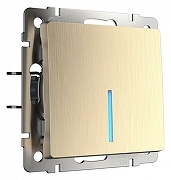 Выключатель проходной одноклавишный с подсветкой без рамки Werkel шампань рифленый W1112110 цвет Бежевый