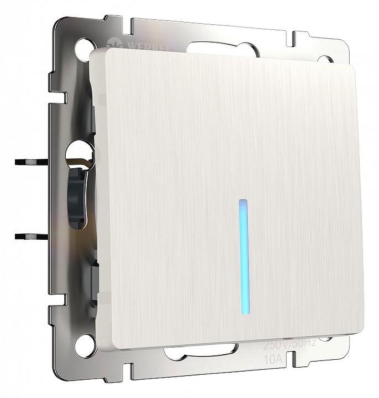 Выключатель проходной одноклавишный с подсветкой без рамки Werkel перламутровый рифленый W1112113 