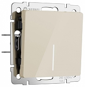 Выключатель проходной одноклавишный с подсветкой без рамки Werkel айвори акрил W1112143 цвет Желтый