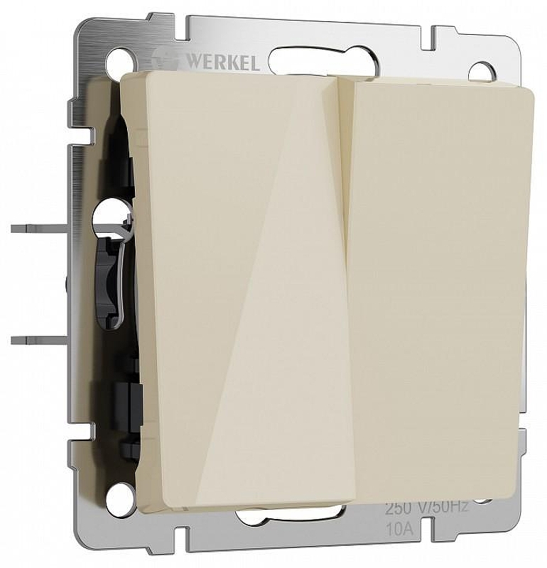Выключатель двухклавишный без рамки Werkel айвори акрил W1120043 