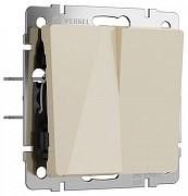 Выключатель двухклавишный без рамки Werkel айвори акрил W1120043 цвет Желтый