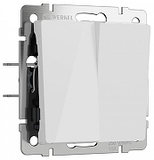 Выключатель двухклавишный без рамки Werkel белый акрил W1120041 цвет Белый