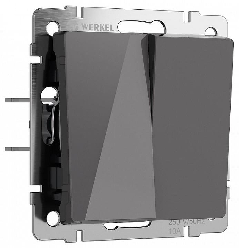 Выключатель двухклавишный без рамки Werkel графит акрил W1120044 