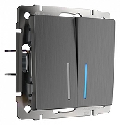 Выключатель двухклавишный с подсветкой без рамки Werkel графит рифленый W1120104 цвет Графит