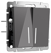 Выключатель двухклавишный с подсветкой без рамки Werkel графит акрил W1120144 цвет Графит
