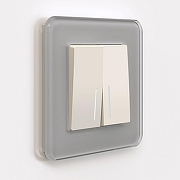 Выключатель двухклавишный с подсветкой без рамки Werkel айвори матовый W1120162 цвет Желтый-1