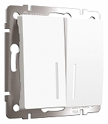 Выключатель двухклавишный с подсветкой без рамки Werkel белый матовый W1120161 цвет Белый