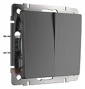 Выключатель проходной двухклавишный без рамки Werkel графит рифленый W1122004 цвет Графит