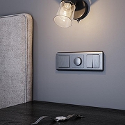 Выключатель проходной двухклавишный без рамки Werkel графит рифленый W1122004 цвет Графит-3