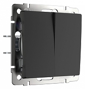 Выключатель проходной двухклавишный без рамки Werkel черный матовый W1122008 цвет Черный