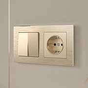Выключатель проходной двухклавишный без рамки Werkel шампань W1122011 цвет Бежевый-1