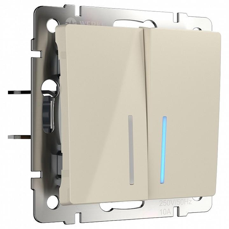 Выключатель двухклавишный с подсветкой без рамки Werkel слоновая кость W1122103 