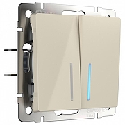 Выключатель двухклавишный с подсветкой без рамки Werkel слоновая кость W1122103 цвет Слоновая кость