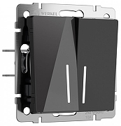 Выключатель проходной двухклавишный с подсветкой без рамки Werkel черный акрил W1122148 цвет Черный