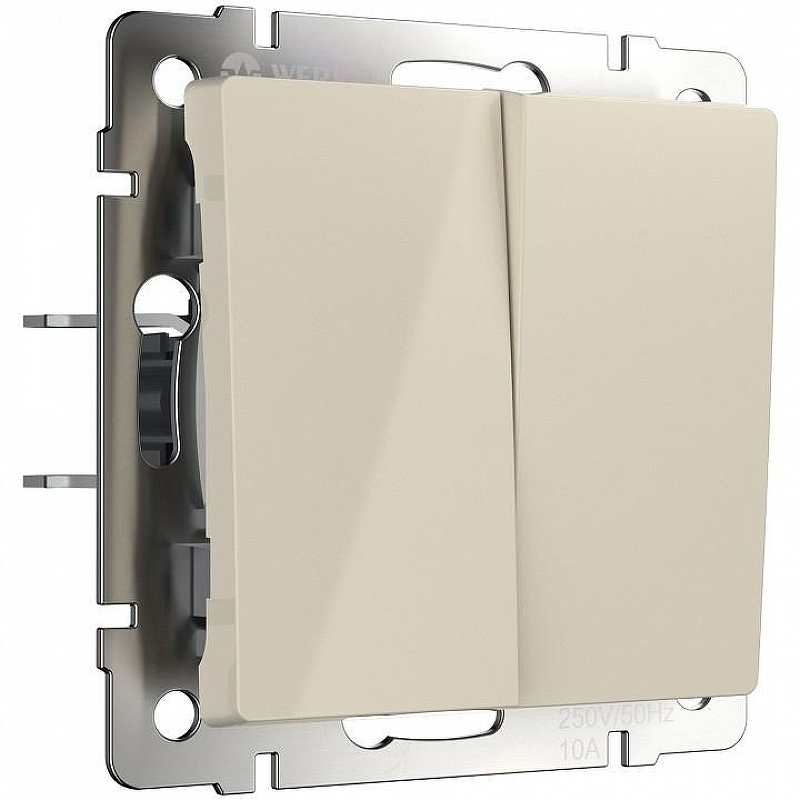 Выключатель двухклавишный без рамки Werkel слоновая кость W1123003 