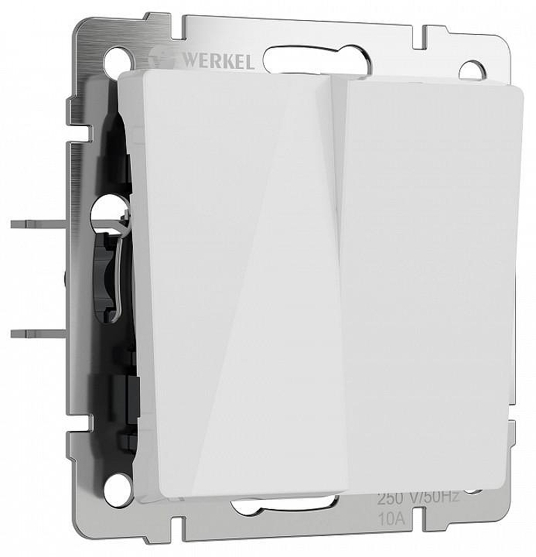 Выключатель перекрестный двухклавишный без рамки Werkel белый акрил W1123041 