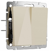 Выключатель перекрестный двухклавишный без рамки Werkel айвори акрил W1123043 цвет Желтый