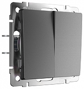 Выключатель перекрестный двухклавишный без рамки Werkel графит матовый W1123064 цвет Графит