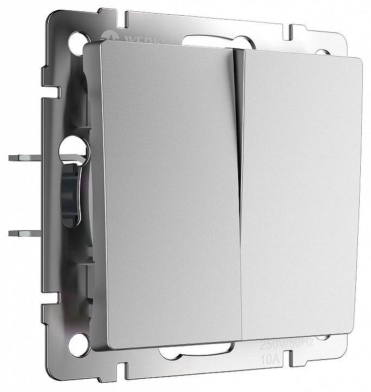 Выключатель перекрестный двухклавишный без рамки Werkel серебряный матовый W1123065 