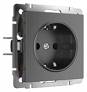 Розетка с заземлением, без рамки Werkel графит рифленый W1171004 цвет Графит
