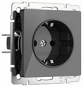 Розетка с заземлением, без рамки Werkel графит акрил W1171044 цвет Графит