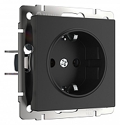 Розетка с заземлением и со шторками, без рамки Werkel черный матовый W1171108 цвет Черный