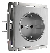 Розетка с заземлением и со шторками, без рамки Werkel cеребряный рифленый W1171109 цвет Серебро