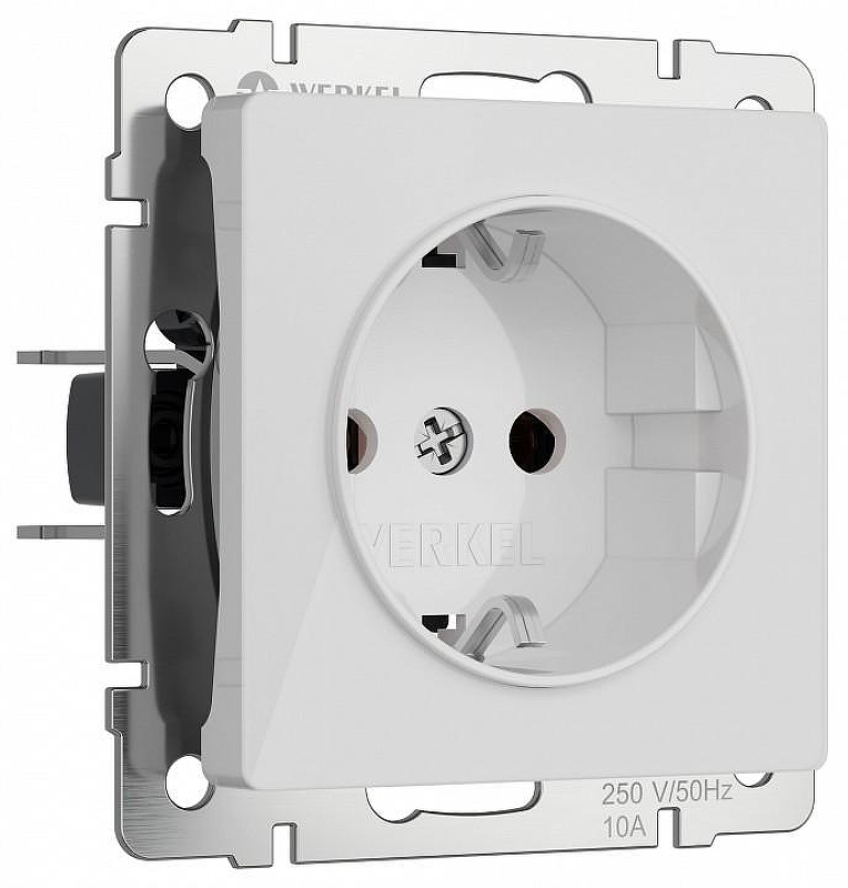 Розетка с заземлением и со шторками, без рамки Werkel белый акрил W1171141 