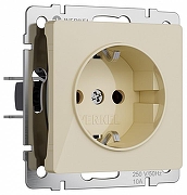 Розетка с заземлением и со шторками, без рамки Werkel айвори акрил W1171143 цвет Желтый
