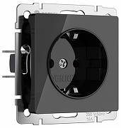 Розетка с заземлением и со шторками, без рамки Werkel черный акрил W1171148 цвет Черный