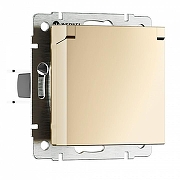 Розетка с заземлением и со шторкой, без рамки с крышкой Werkel шампань W1171211 цвет Бежевый