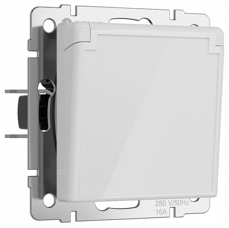 Розетка влагозащищенная с заземлением и со шторками, без рамки с крышкой Werkel белый акрил W1171241 