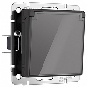 Розетка влагозащищенная с заземлением и со шторками, без рамки с крышкой Werkel графит акрил W1171244 цвет Графит