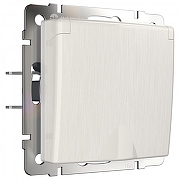 Розетка влагозащищенная с заземлением и со шторкой, без рамки с крышкой Werkel перламутровый рифленый W1171213 цвет Перламутр