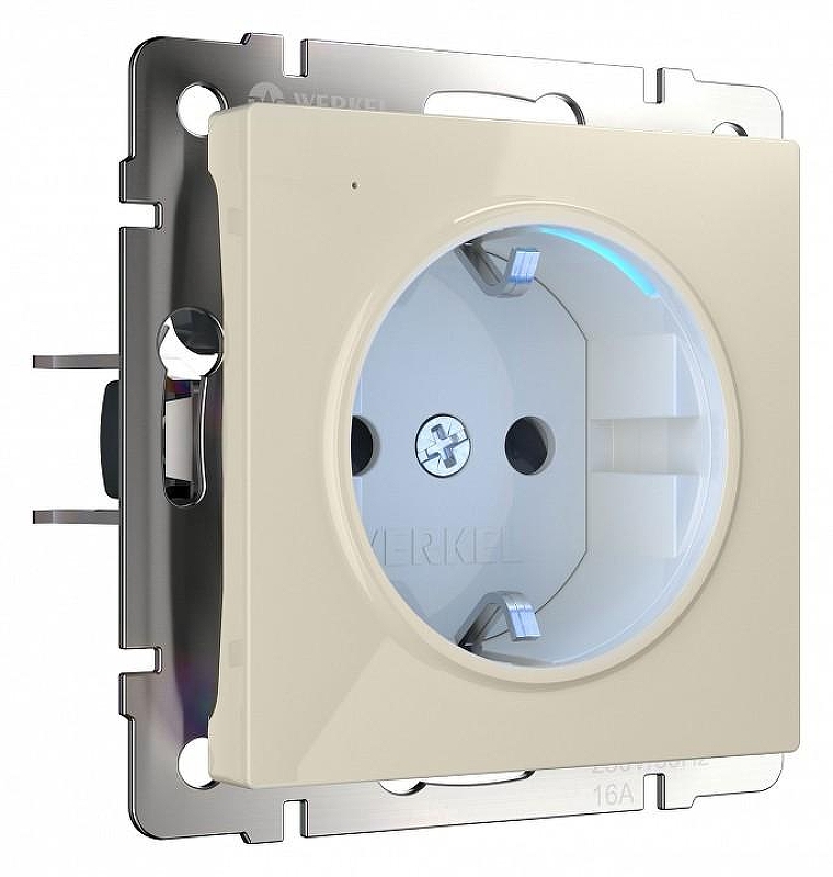 Розетка с заземлением с подсветкой, без рамки Werkel слоновая кость W1171403 