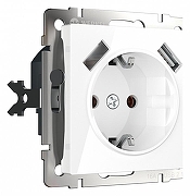 Розетка с заземлением и со шторками и 2хUSB, без рамки Werkel белый W1171501 цвет Белый