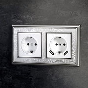 Розетка с заземлением и со шторками и 2хUSB, без рамки Werkel белый W1171501 цвет Белый-4