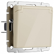 Розетка влагозащищенная с заземлением и со шторками, без рамки с крышкой Werkel айвори акрил W1171243 цвет Желтый