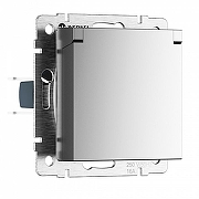 Розетка с заземлением и со шторкой, без рамки с крышкой Werkel серебряный матовый W1171265 цвет Серебро